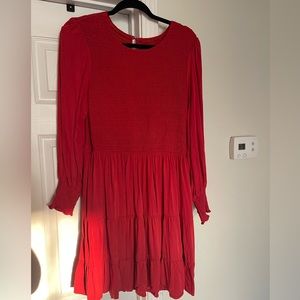 Long sleeve rust red dress